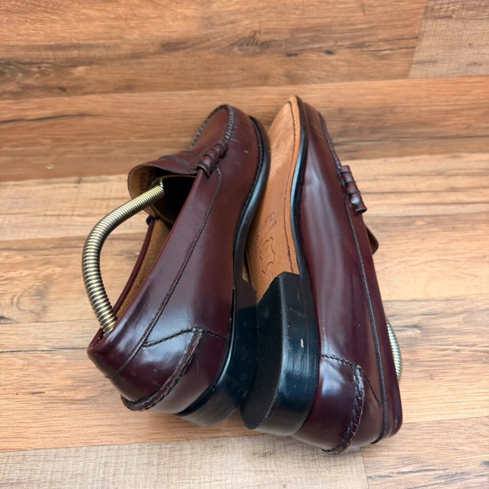 LL Bean Leather Penny Loafers Mens 9.5D Burgundy Cordovan Slip On Classic - Picture 4 of 7